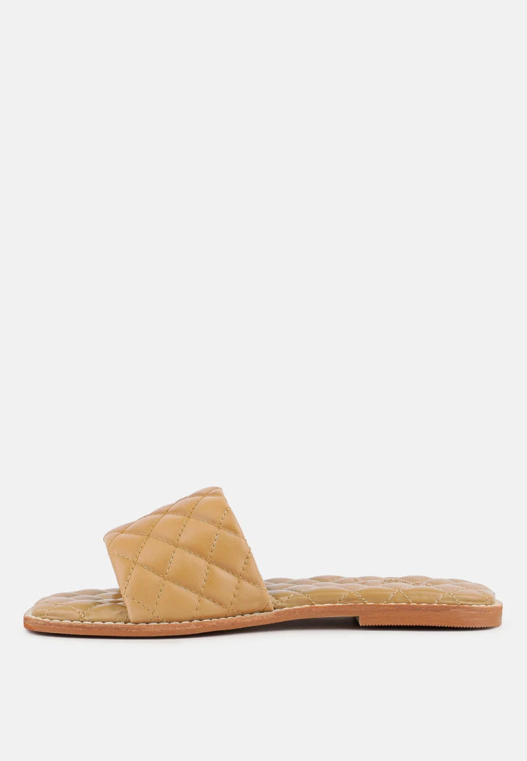 ODALTA Beige Handcrafted Quilted Summer Flats - Image 4