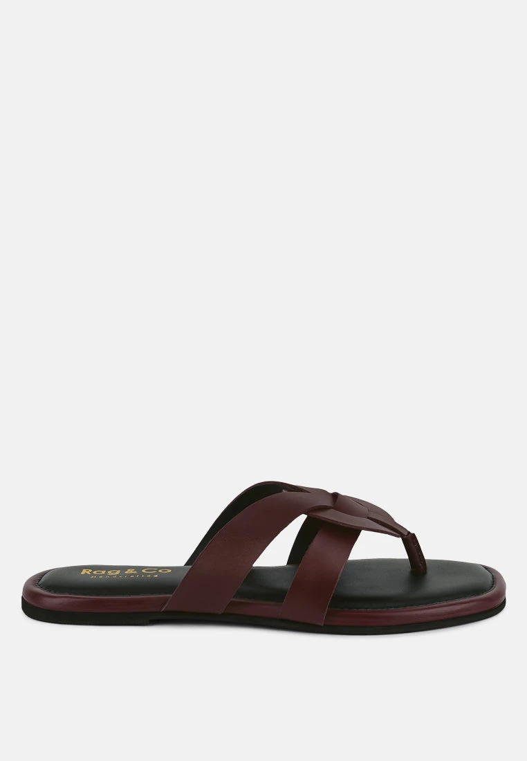 ANGELES Burgundy Flat Slip Ons - Image 2