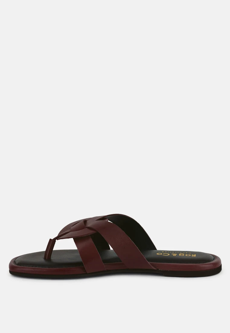 ANGELES Burgundy Flat Slip Ons - Image 4
