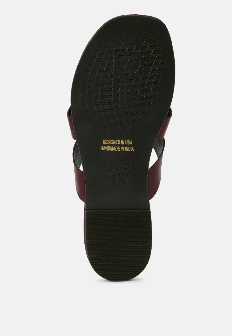 ANGELES Burgundy Flat Slip Ons - Image 7