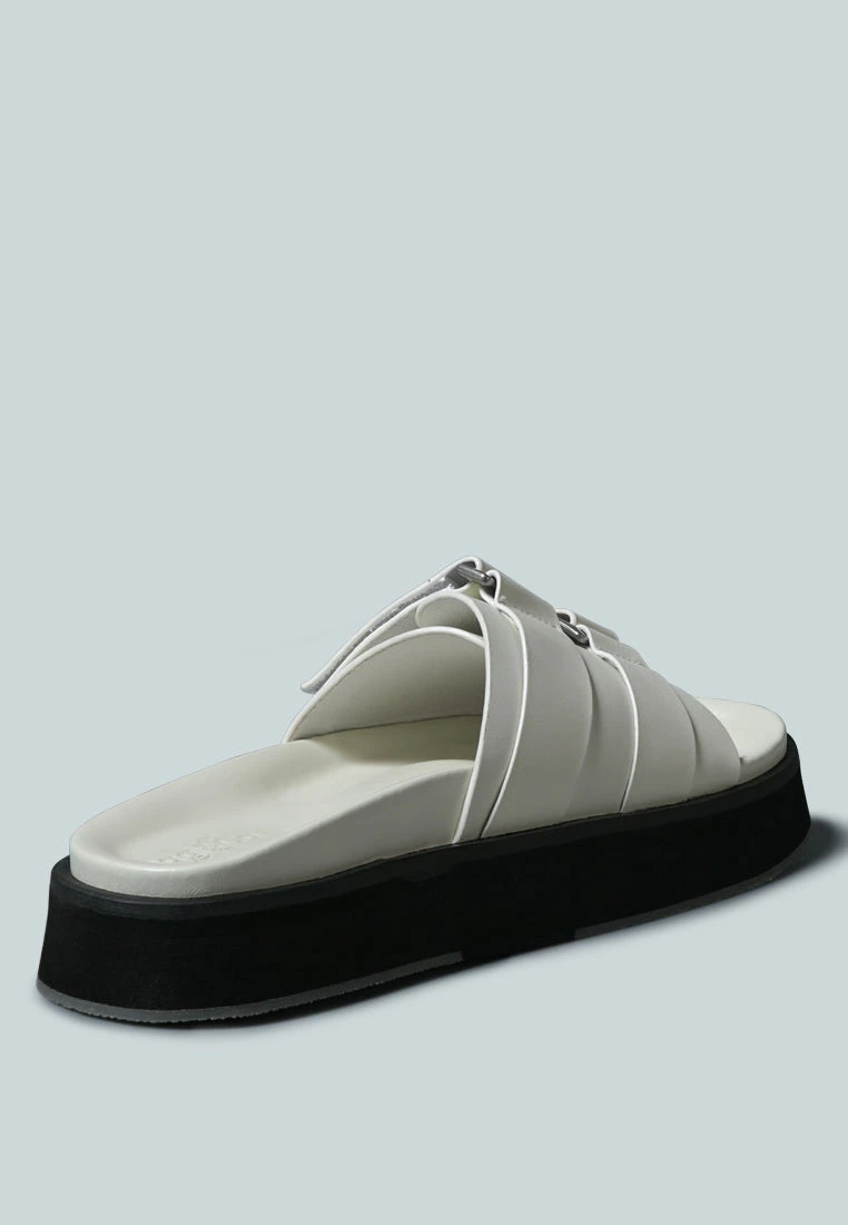 ANISTON Buckled Flatform White Slip-On Sandal - Image 5