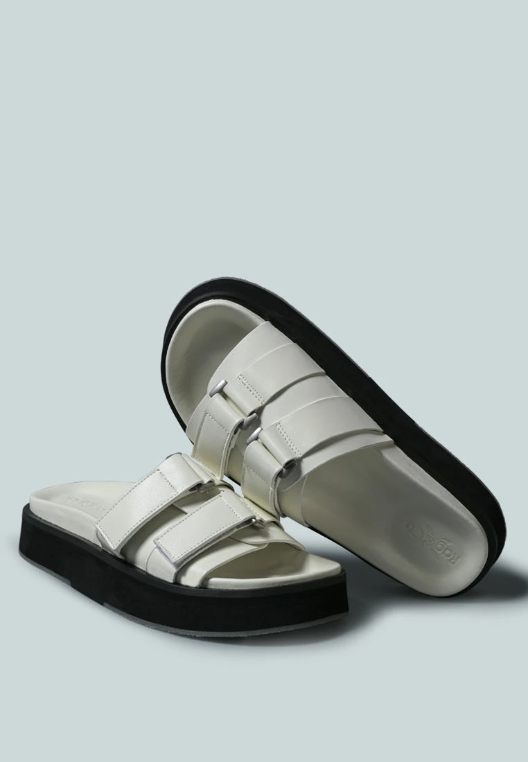 ANISTON Buckled Flatform White Slip-On Sandal - Image 3