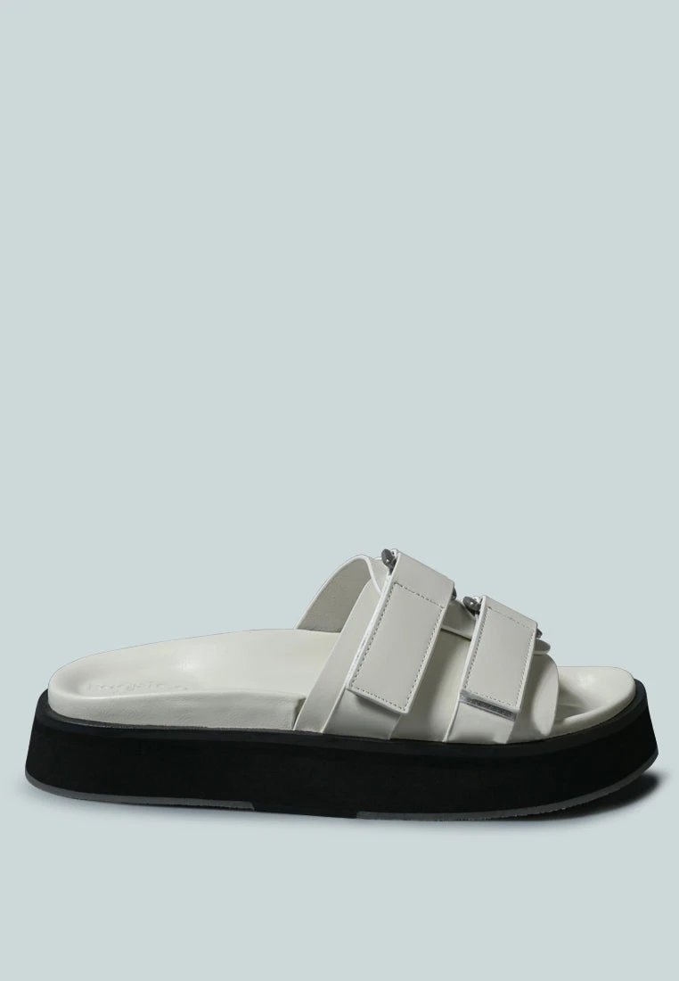ANISTON Buckled Flatform White Slip-On Sandal - Image 2