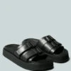 ANISTON Buckled Flatform Black Slip-On Sandal