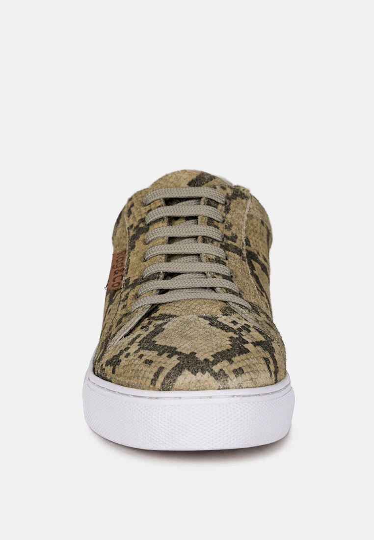 ASHFORD Snake Print Handcrafted Sneakers - Image 3