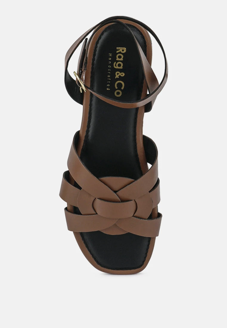 ASHTON Tan Flat Ankle Strap Sandals - Image 6
