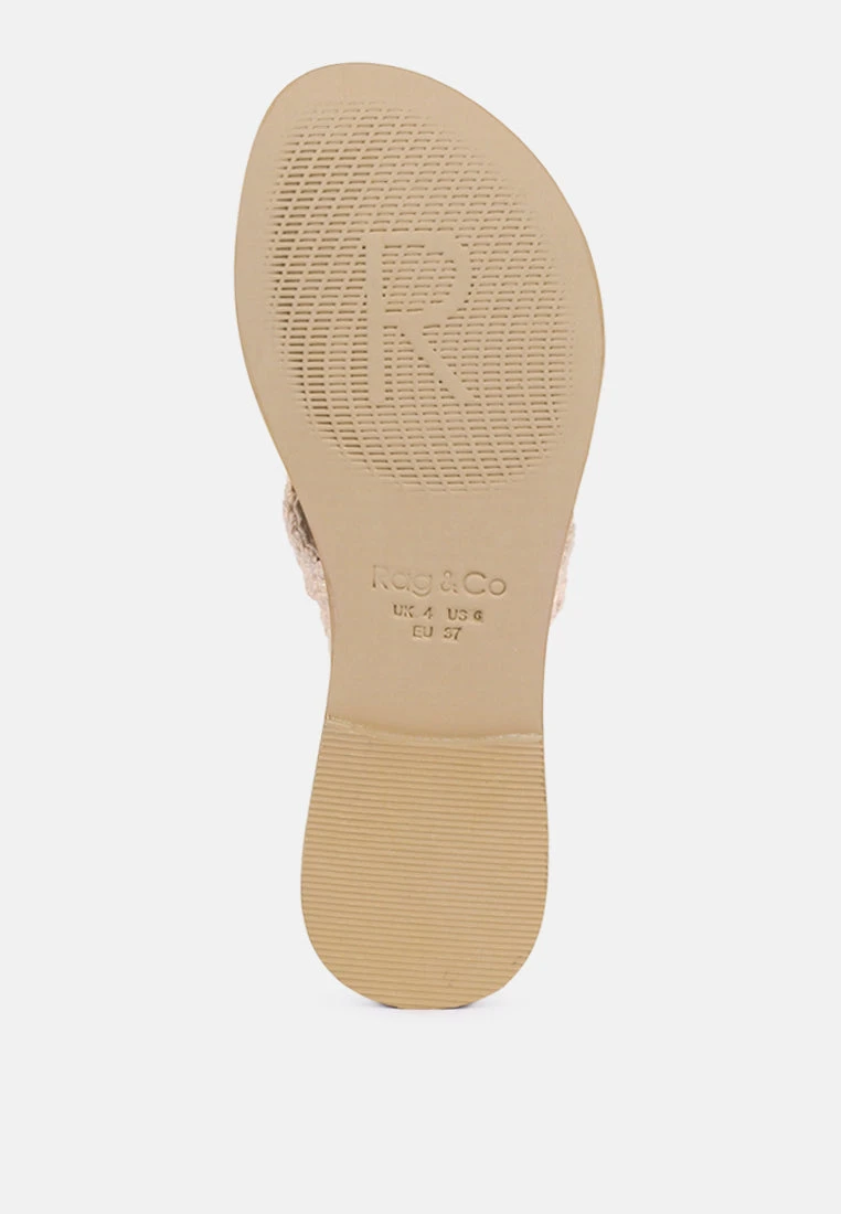 BEECH Handwoven Natural Latte Suede Tassel Thong Flats - Image 6