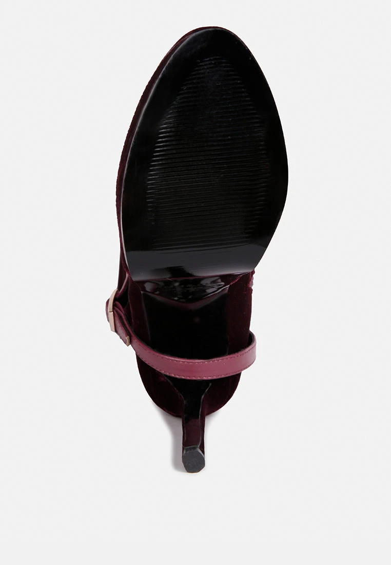 BISON Burgundy High Platform Heeled Long Boots - Image 7