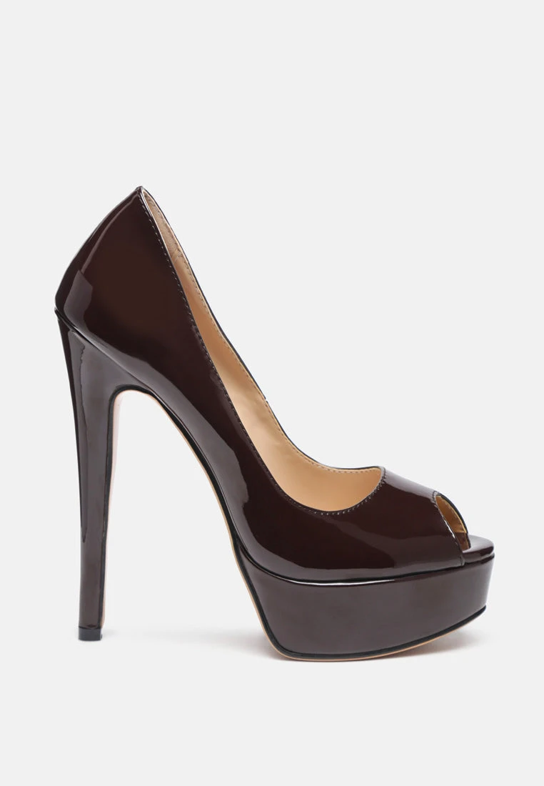 BRIELLE Peep Toe Stiletto Sandals In Espresso - Image 2