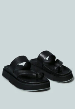 BULLOCK Slip-On Leather Sandal In Black