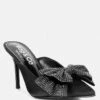 ELISDA Black Embellished Bow High Heel Mules