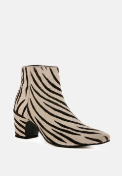 ELISSA Zebra Print Ankle Boots