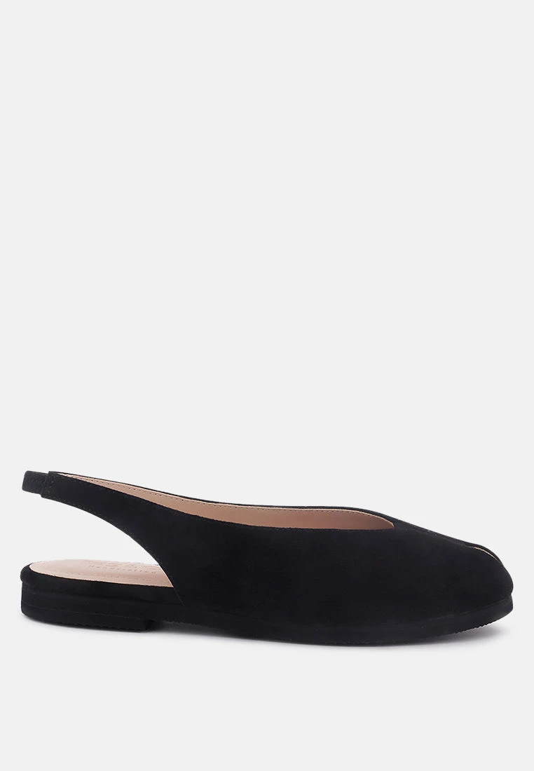 GRETCHEN Black Slingback Flat Sandals - Image 2