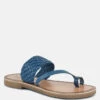 ISIDORA Blue Braided Leather Flat Sandal