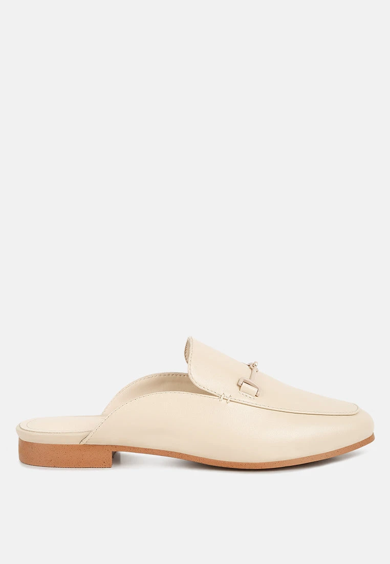 KRISTY Horsebit Embellished Mules In Beige - Image 2