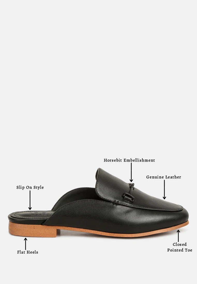 KRISTY Horsebit Embellished Mules In Black - Image 8