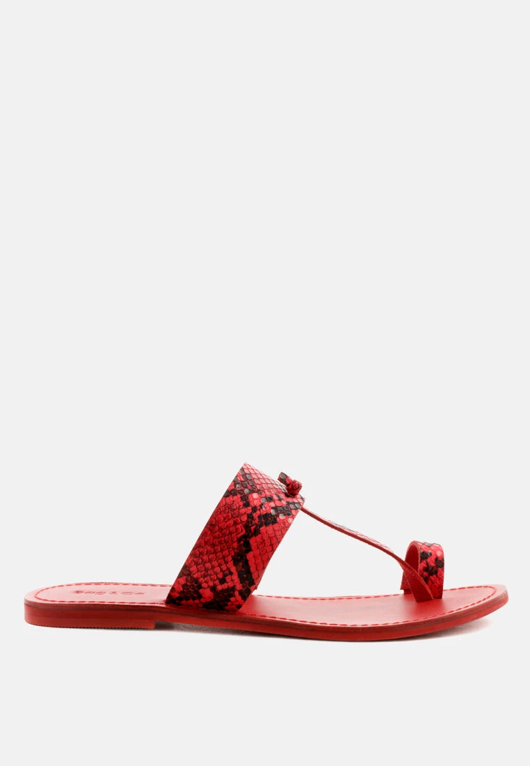 LEONA Snake Print Thong Flat Sandals - Image 2