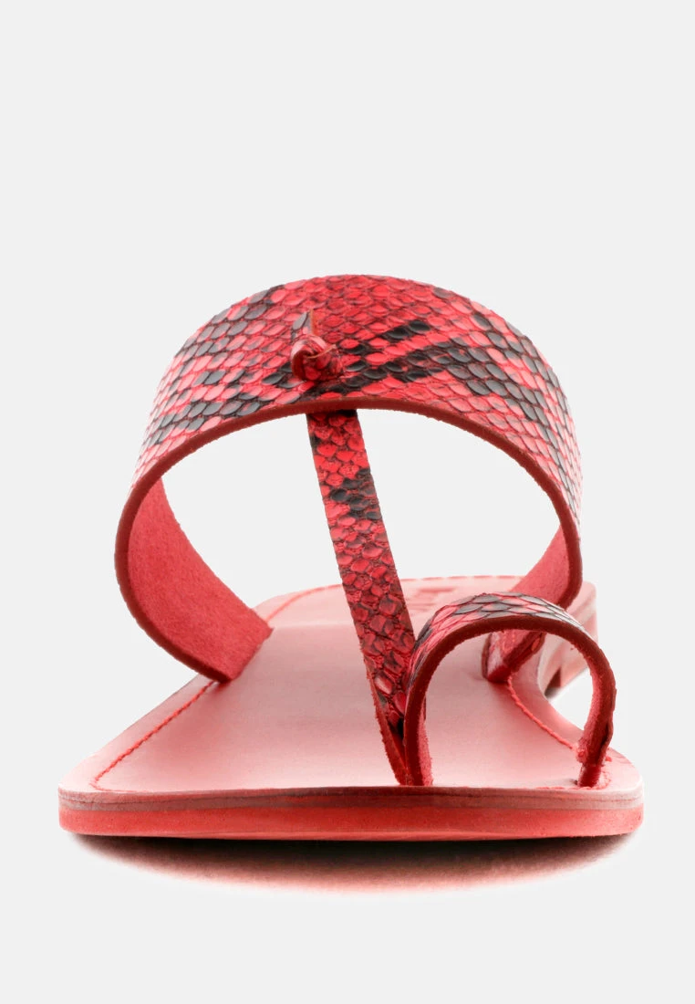 LEONA Snake Print Thong Flat Sandals - Image 3