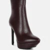 MAGNA Burgundy Platform Heel Ankle Boot