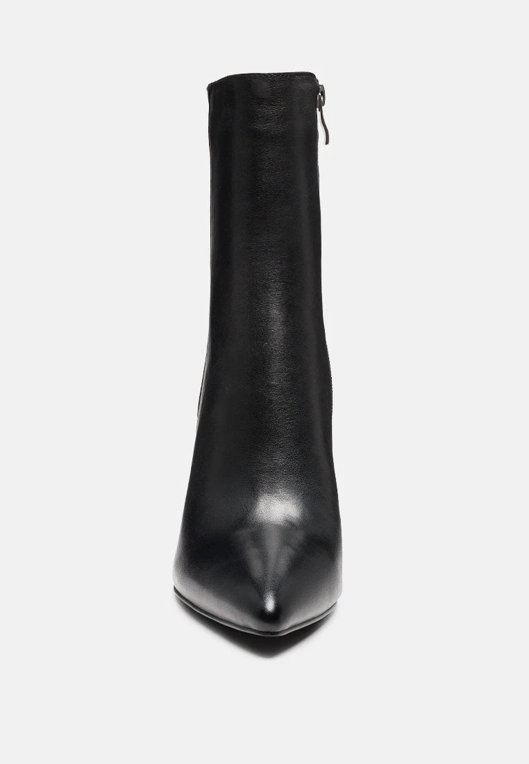 MARGEN Ankle High Pointed Toe Block Heeled Boot In Black - Image 3