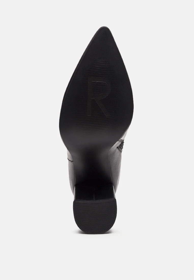 MARGEN Ankle High Pointed Toe Block Heeled Boot In Black - Image 6