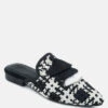 MARIANA Black Woven Flat Mules With Tassels