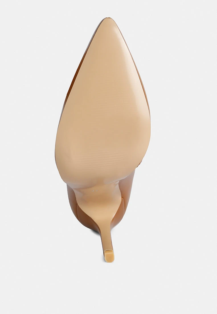 NAGINI Over Ankle Pointed Toe High Heeled Boot In Tan - Image 7