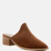 PALMA Tan Stacked Heel Mules