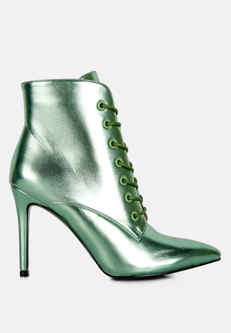 PIET Green Metallic Stiletto Ankle Boot - Image 2