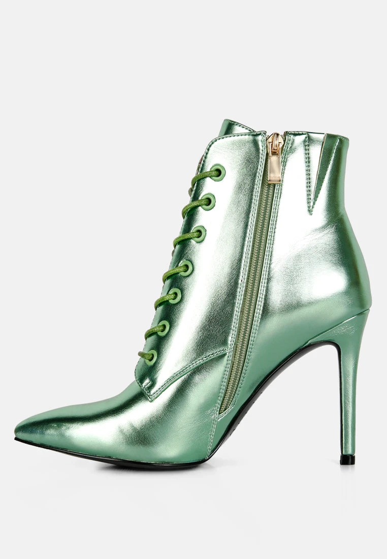 PIET Green Metallic Stiletto Ankle Boot - Image 4