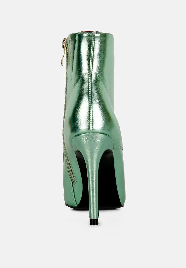 PIET Green Metallic Stiletto Ankle Boot - Image 5