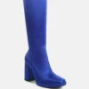 PRESTO Blue Stretchable Satin Long Boot