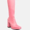 PRESTO Pink Stretchable Satin Long Boot