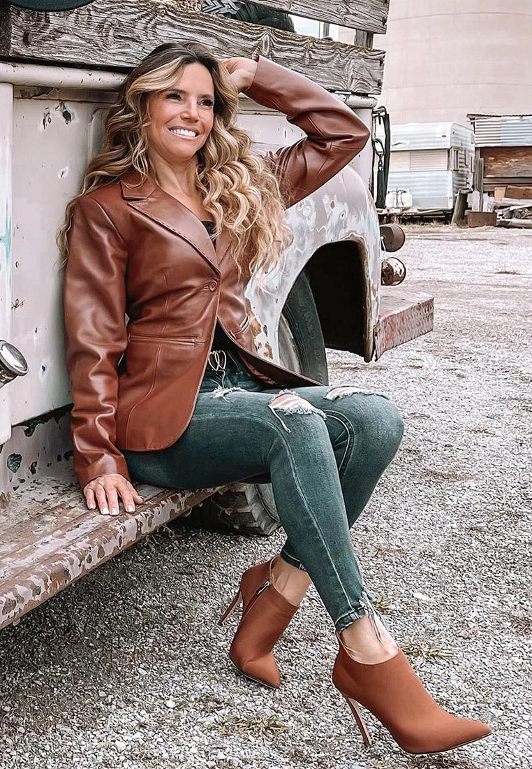 MELBA Pointed Toe Stiletto Boot In Brown - Image 7