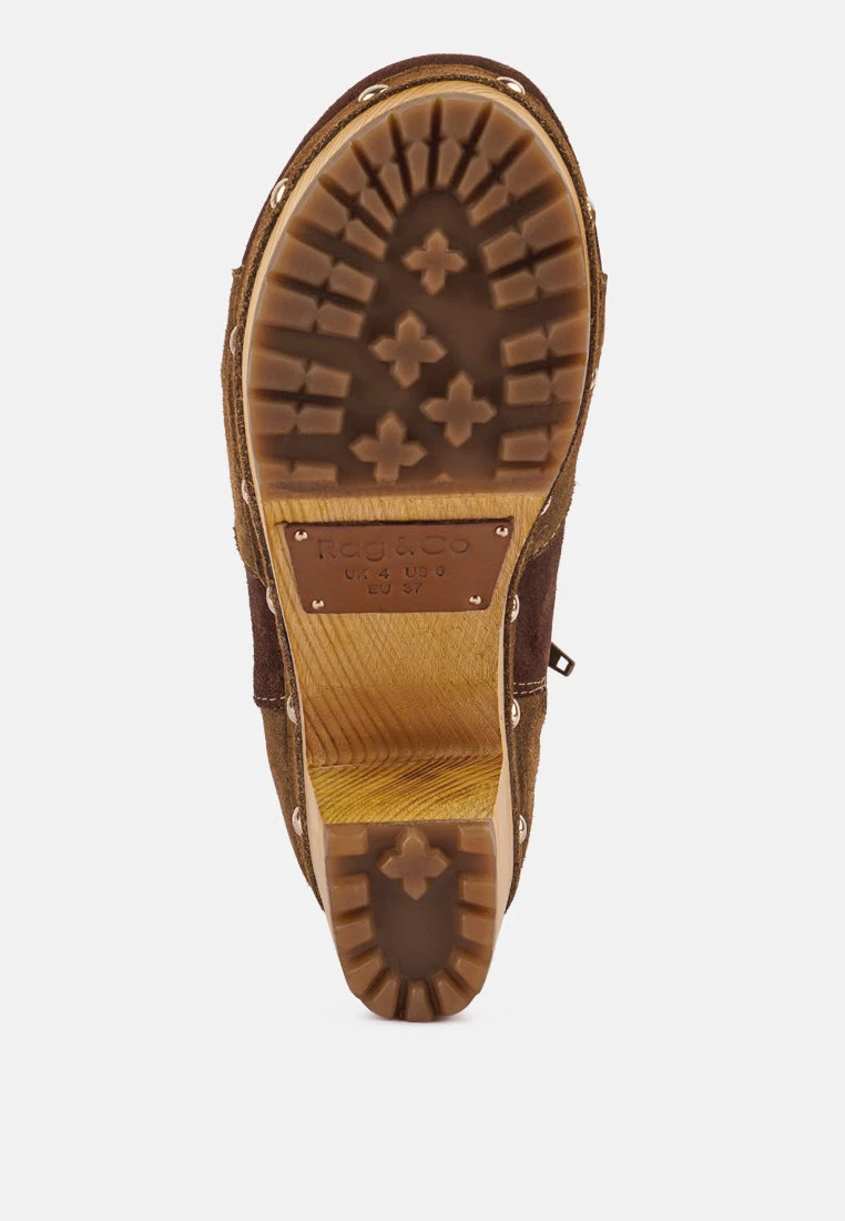 HURON Brown Fine Suede Patchwork Ankle Boots - Image 7