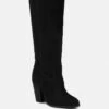 GREAT-STORM Black Suede Leather Calf Boots