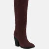 GREAT-STORM Burgundy Suede Leather Calf Boots