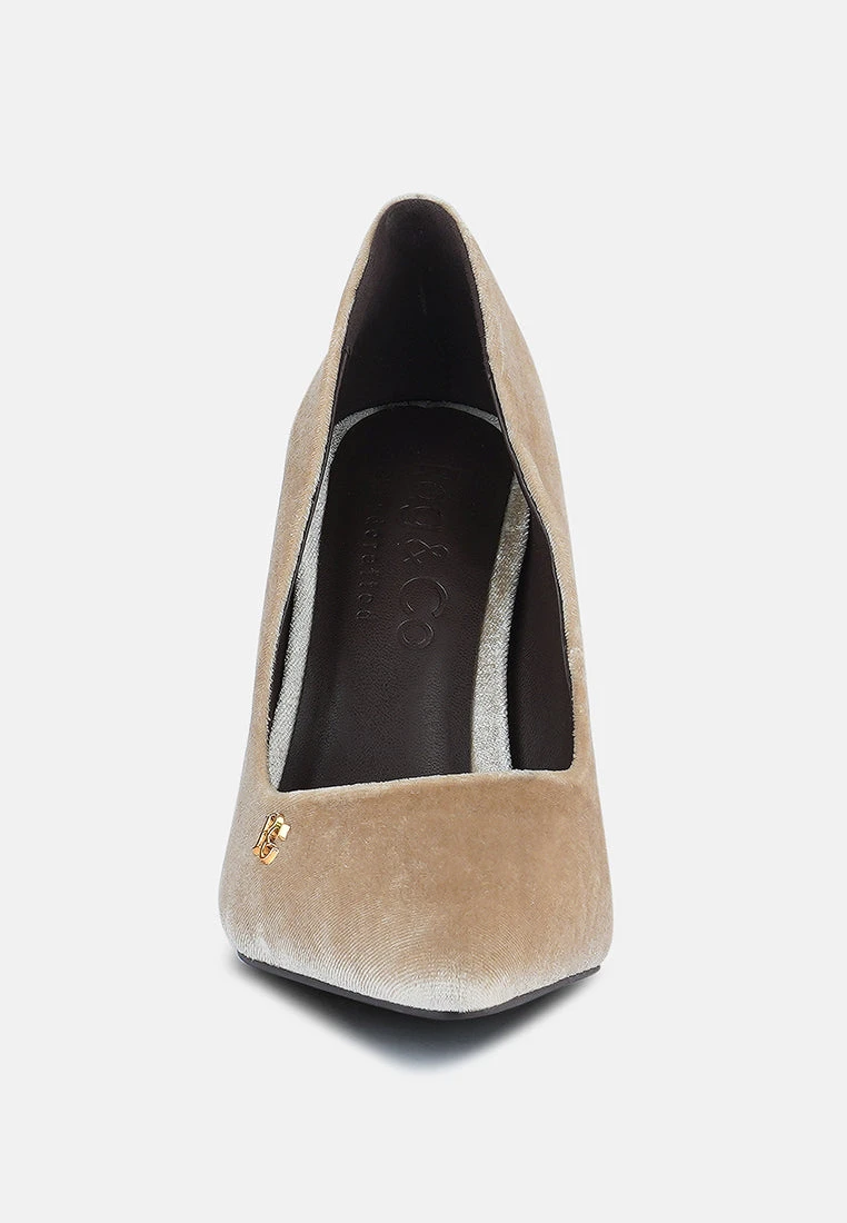 CYBER-GIRL Champagne Rhinestone Block Heeled Pumps - Image 3