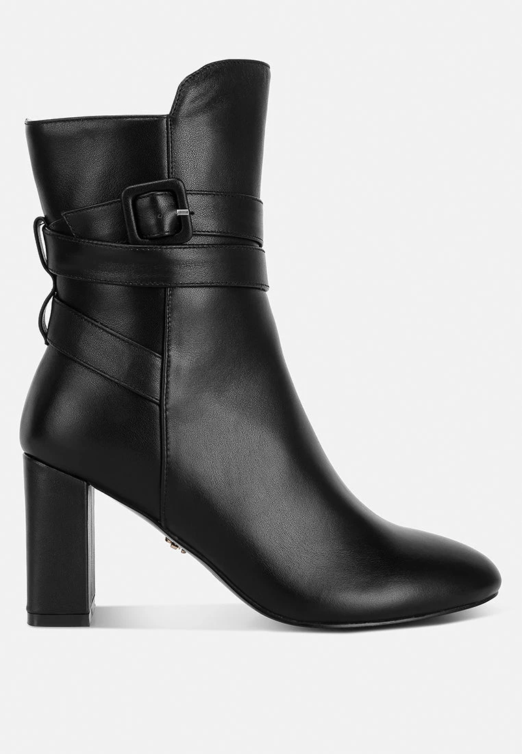 Cobra Buckle Strap Embellished Boots In Black - Image 2