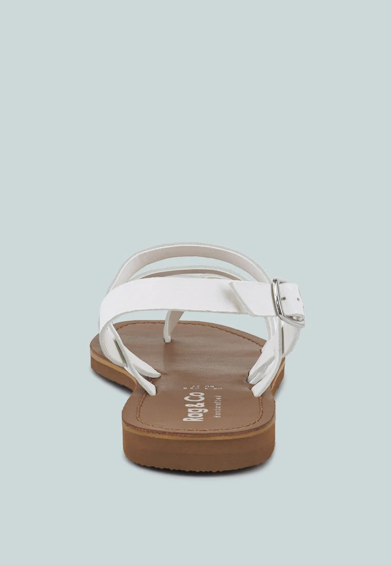 SLOANA White Strappy Flat Sandals - Image 5