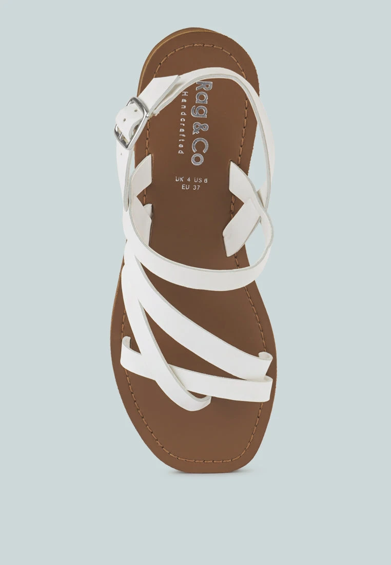 SLOANA White Strappy Flat Sandals - Image 6