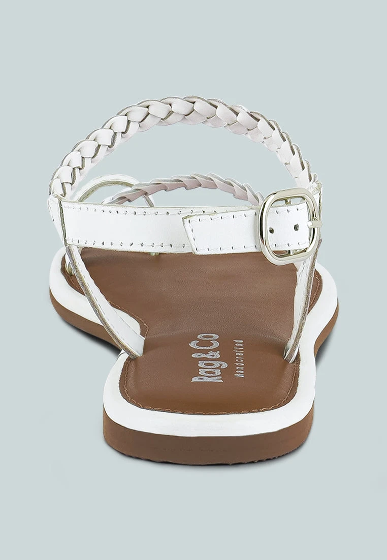 STALLONE White Braided Flat Sandals - Image 5