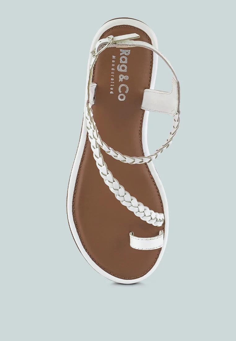STALLONE White Braided Flat Sandals - Image 6