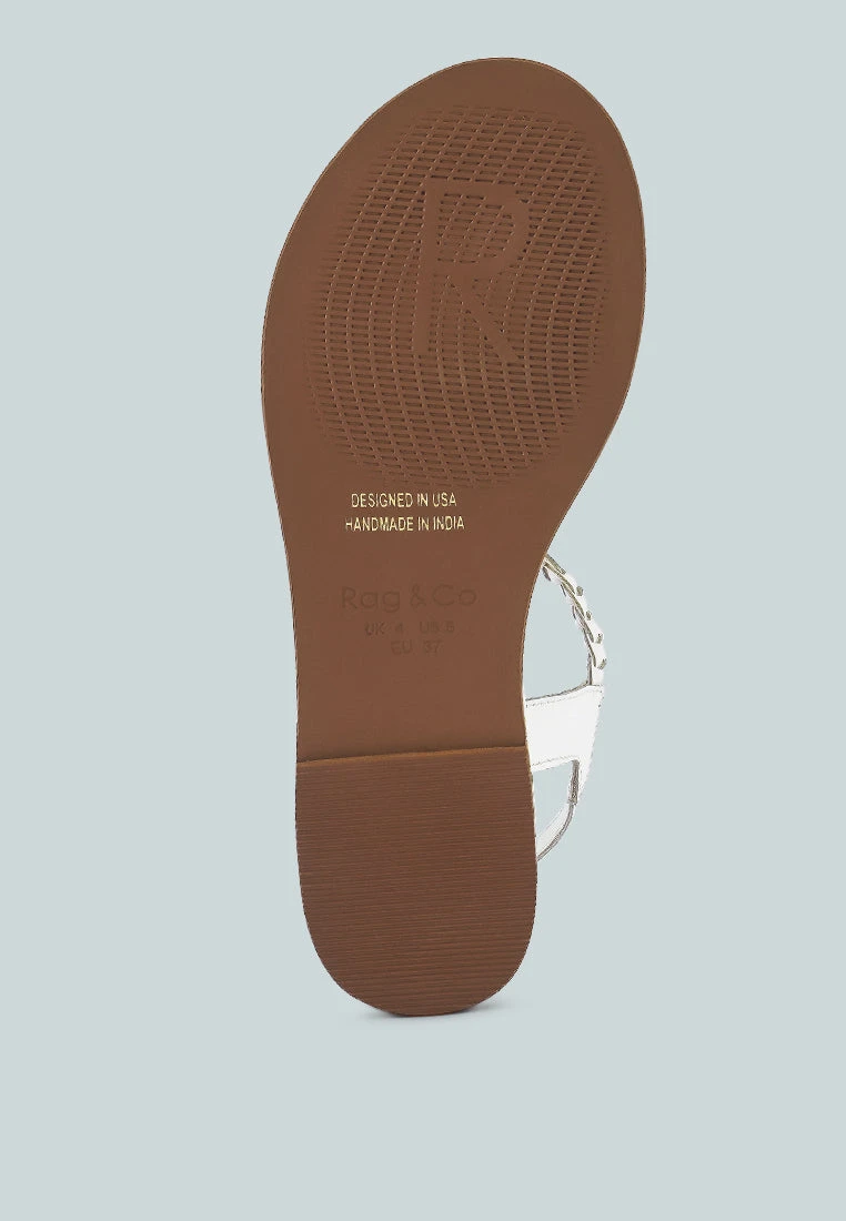 STALLONE White Braided Flat Sandals - Image 7