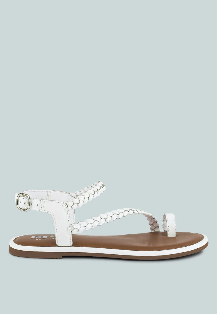 STALLONE White Braided Flat Sandals - Image 2