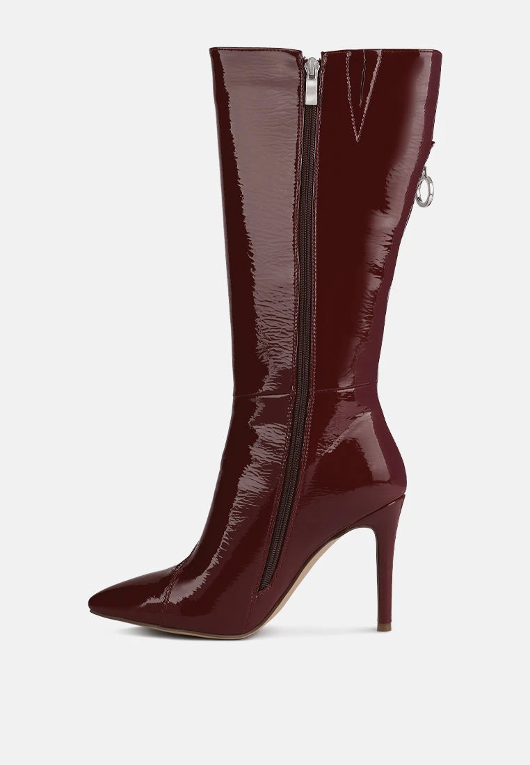 TSAROH Zip Around Calf Boot In Burgundy - Image 4