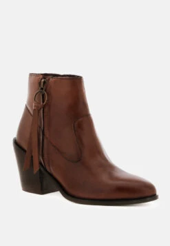 VIVIANA Brown Ankle Boots With Zipper