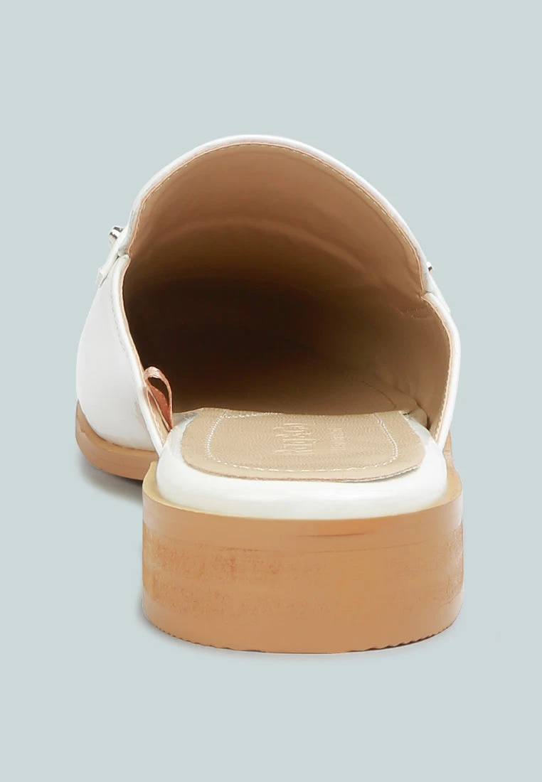 YASHTA White Patent Studded Flat Mules - Image 5