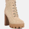 YOKO Beige Fine Suede Quilted Ankle Boots