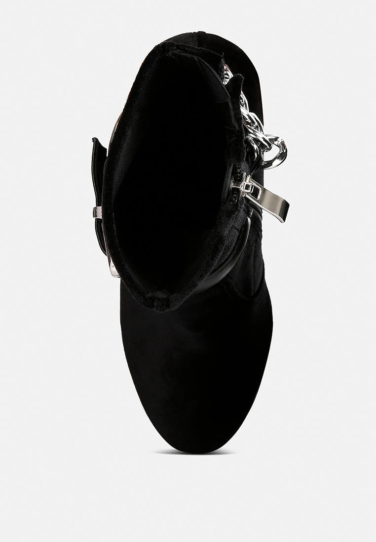 ZEPPELIN Black High Platform Velvet Ankle Boots - Image 6